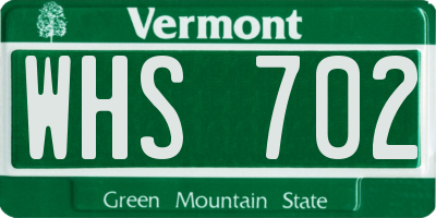 VT license plate WHS702