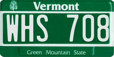 VT license plate WHS708