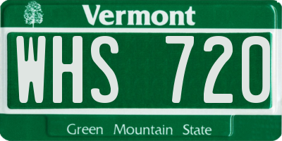VT license plate WHS720