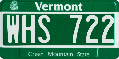 VT license plate WHS722