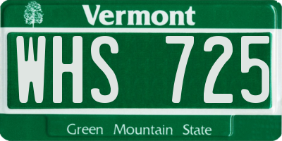 VT license plate WHS725
