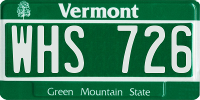 VT license plate WHS726