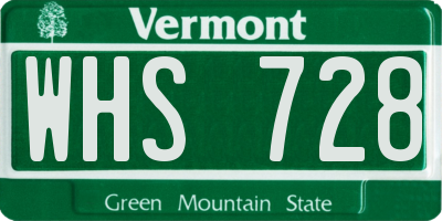 VT license plate WHS728