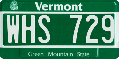 VT license plate WHS729
