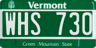 VT license plate WHS730