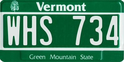 VT license plate WHS734