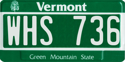 VT license plate WHS736