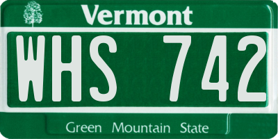 VT license plate WHS742