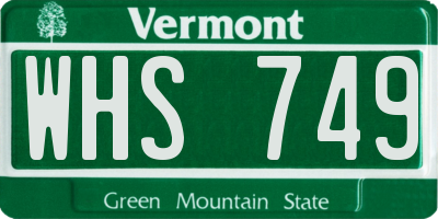 VT license plate WHS749