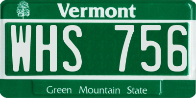 VT license plate WHS756