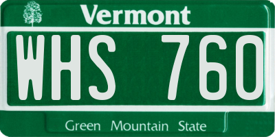 VT license plate WHS760