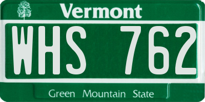 VT license plate WHS762