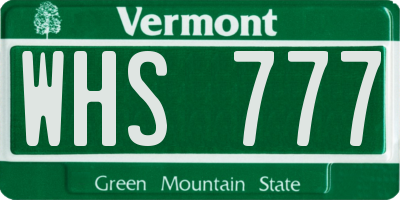 VT license plate WHS777