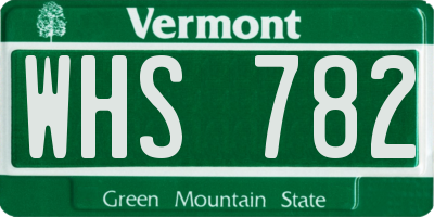 VT license plate WHS782