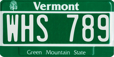 VT license plate WHS789