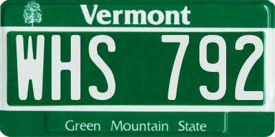VT license plate WHS792