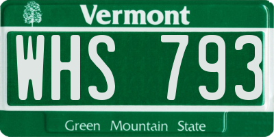 VT license plate WHS793