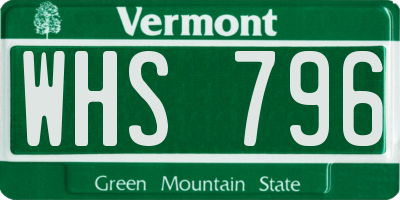 VT license plate WHS796