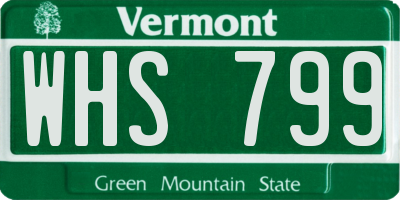 VT license plate WHS799