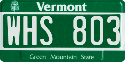 VT license plate WHS803