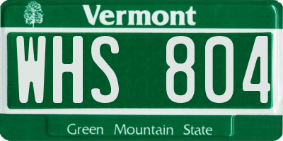 VT license plate WHS804