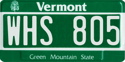 VT license plate WHS805