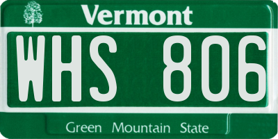 VT license plate WHS806