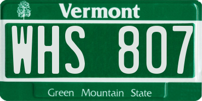 VT license plate WHS807