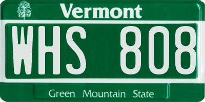 VT license plate WHS808