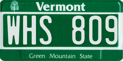 VT license plate WHS809