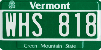 VT license plate WHS818