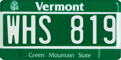 VT license plate WHS819