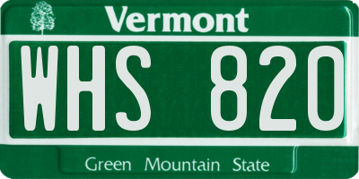 VT license plate WHS820