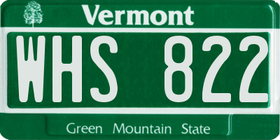 VT license plate WHS822