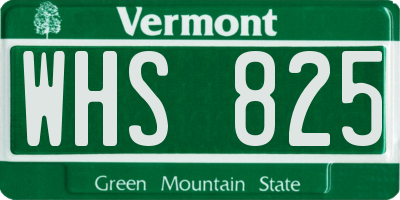 VT license plate WHS825