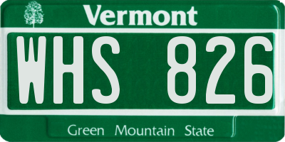VT license plate WHS826