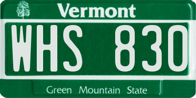 VT license plate WHS830
