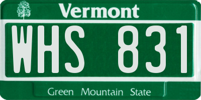 VT license plate WHS831