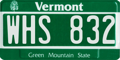 VT license plate WHS832