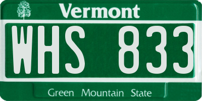 VT license plate WHS833