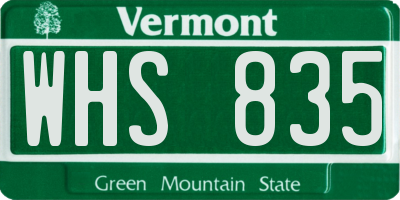 VT license plate WHS835