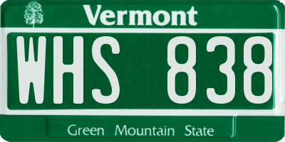 VT license plate WHS838