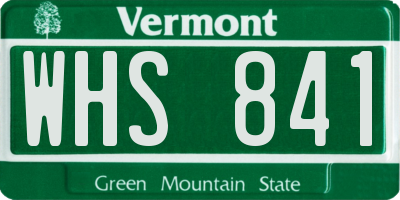 VT license plate WHS841