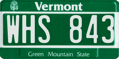 VT license plate WHS843