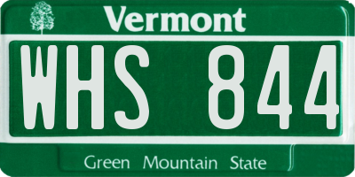 VT license plate WHS844