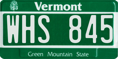 VT license plate WHS845