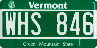 VT license plate WHS846