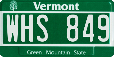 VT license plate WHS849