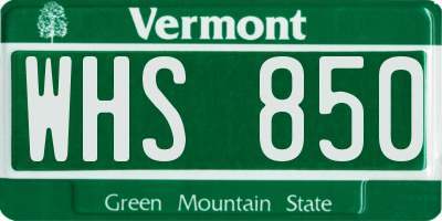 VT license plate WHS850