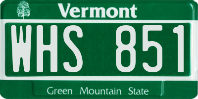 VT license plate WHS851